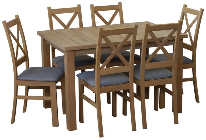 Komplet stół 120x80 z 6 krzesłami Bonni M008-6 Dąb Artisan 1 kpl.