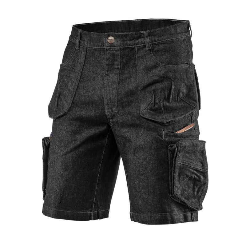 Krótkie spodenki unisex NEO TOOLS S DENIM BLACK, czarne 1 szt.