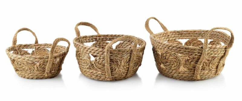 Komplet 3 koszy MONDEX BALI RINGS 30 x 30 x 15 cm brązowy 1 kpl.