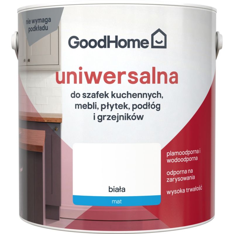 Farba uniwersalna GoodHome Reno biały mat 2 l