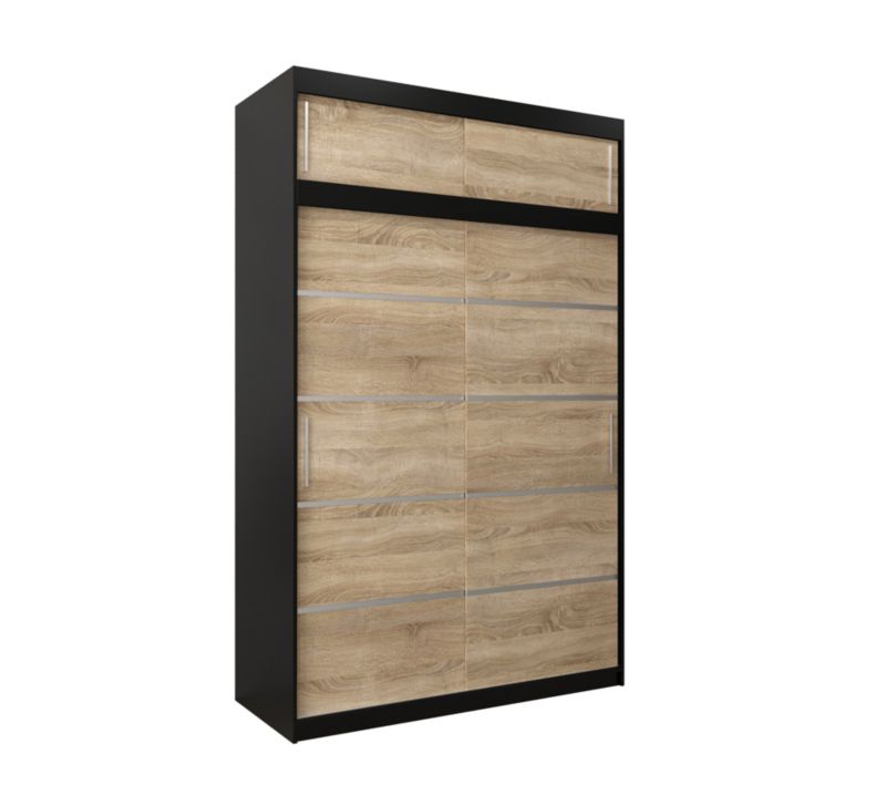 Szafa przesuwna Abiks Verona 1 150 czarny + sonoma z nadstawką 1 szt.