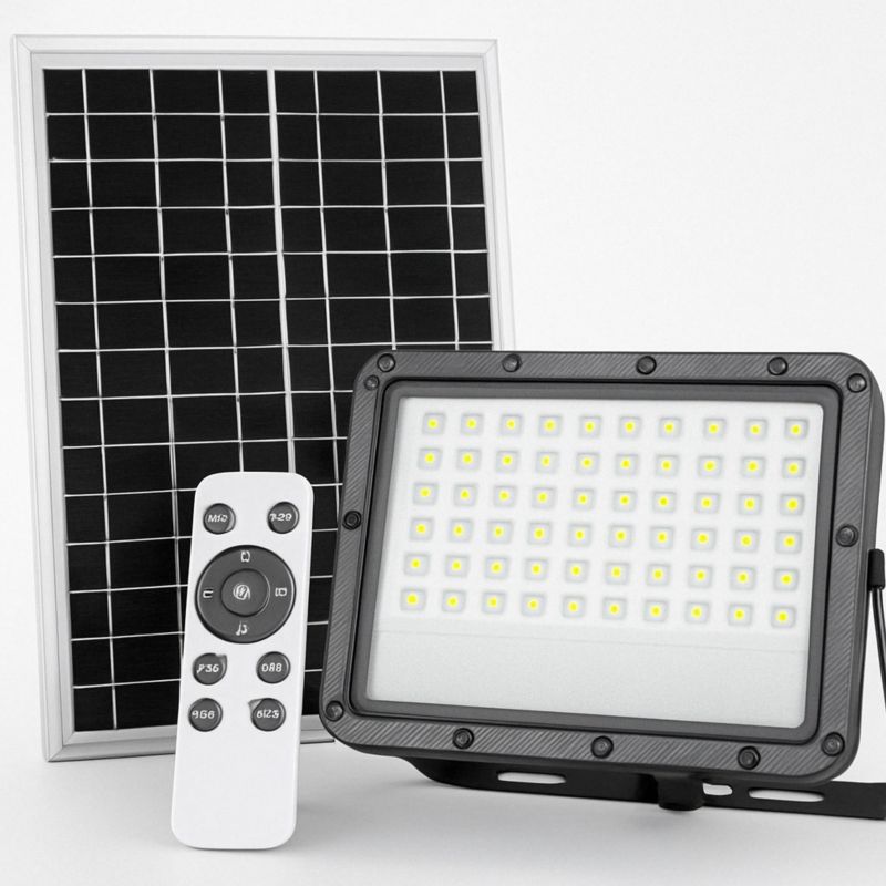 Naświetlacz solarny LED Ecolight szary LED 100W 4000K 900lm z czujnikiem i piotem IP65 wym: 16 x 22 cm aluminium - 1 szt.