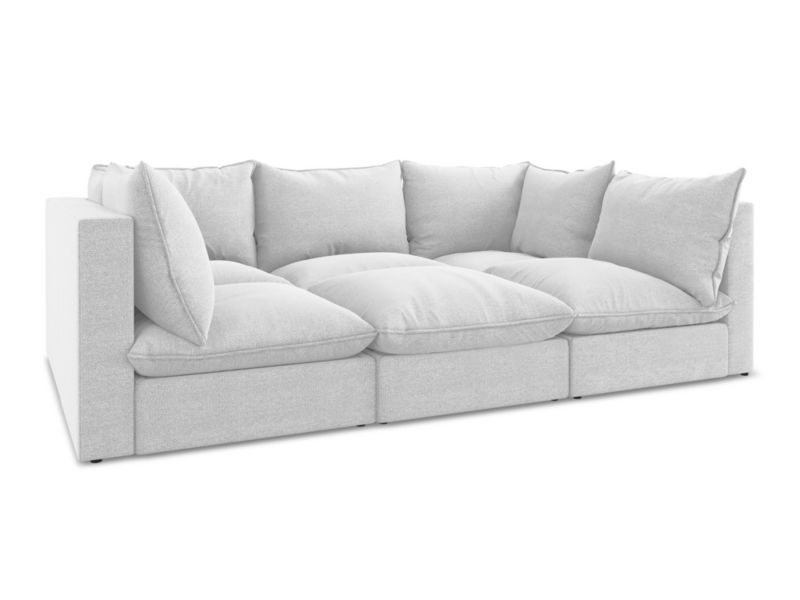 3-osobowa kanapa modułowa LaMiaSofa RAVENNA z tkaniny bouclé 255x180 cm srebrny 1 szt.