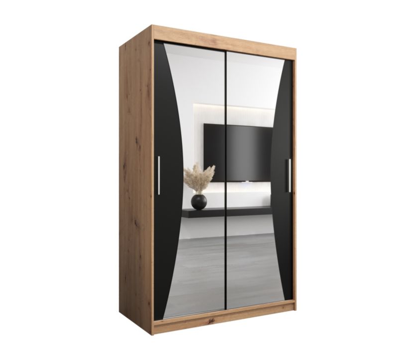 Szafa przesuwna Garderoba Abiks MONACO 120 dąb artisan + czarny mat 1 szt.