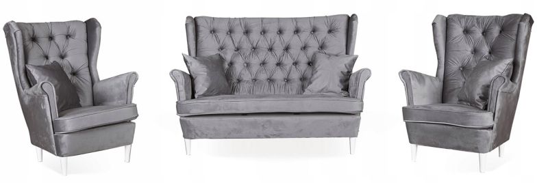 Zestaw wypoczynkowy uszak do salonu sofa fotele Family Meble Gaja szary jasny 1szt