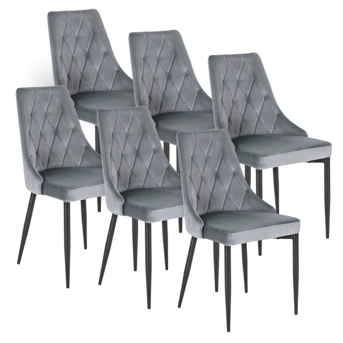 Zestaw 6x Mebel Elite Krzesło CORK Tapicerowane do Salonu Szare Welurowe Loft 1 kpl