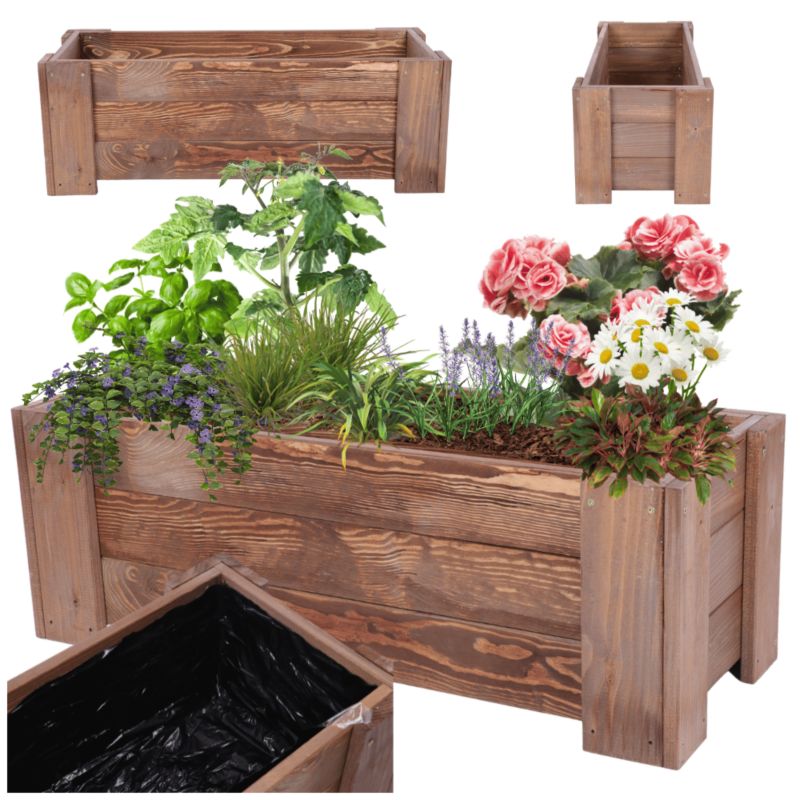 Donica drewniana balkonowa MODO24 impregnowana warzywna folia 90 cm 1 szt.