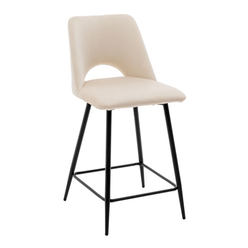 Hoker barowy tapicerowany New Home ORO beżowy welurowy 1 szt.