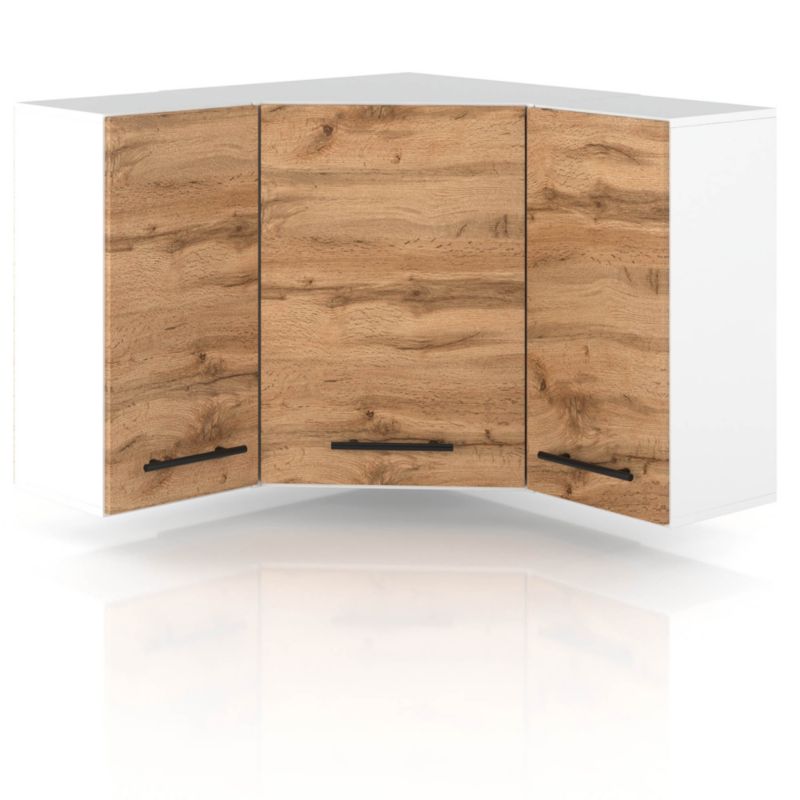 Szafka Kuchenna Hurtownia-Mebli Wisząca Narożna GN90X90 sPremium 90cm Biały Mat Dąb Wotan 90x32x72 cm 1szt.