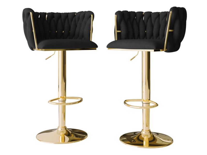 Komplet dwóch hokerów MIRJAN 24 Muz BS-1142 czarny + złoty 2 szt.