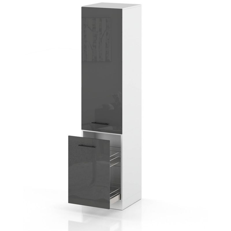 Szafka Kuchenna Hurtownia-Mebli Stojąca Cargo S50 CARGO sPremium 50cm Biały Mat Szary Połysk 50x58x211 cm 1szt.