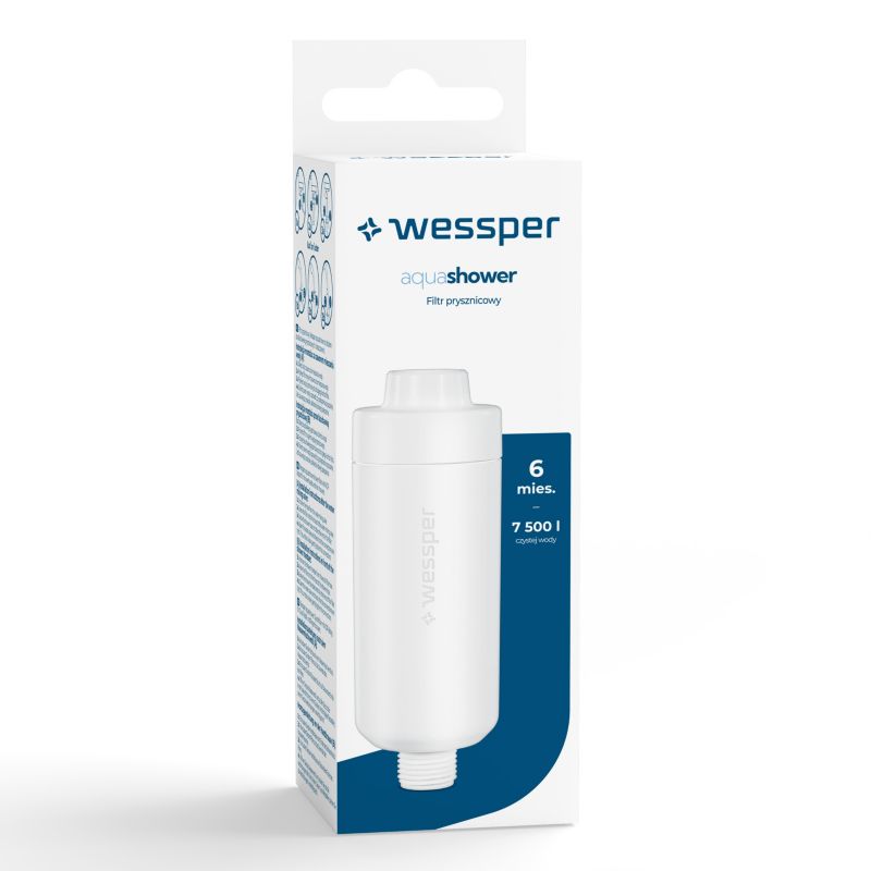 Filtr wody, Wessper, prysznicowy, zmiękczający wodę, uniwersalny, do słuchawek, węży prysznicowych, biały, 1szt