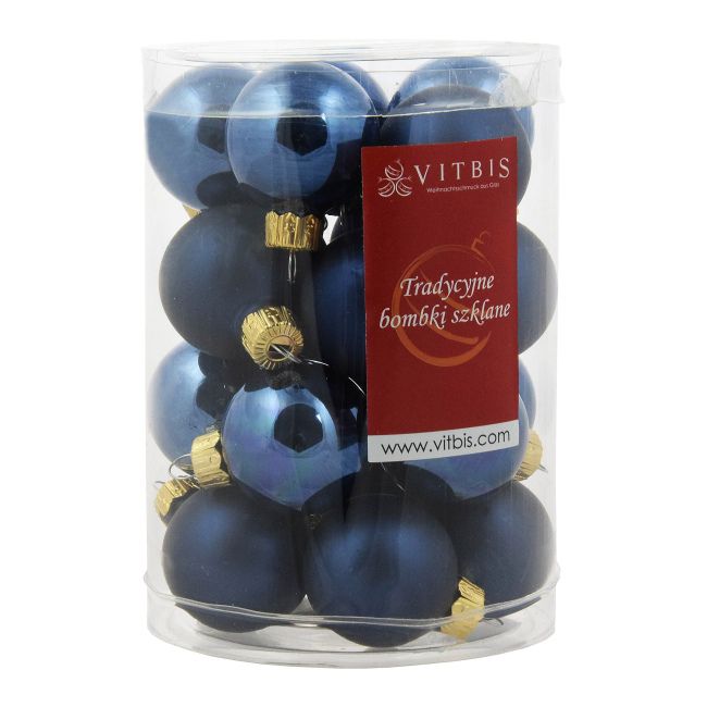 Bombki gładkie Vitbis 3 cm w tubie granatowe 20 szt.