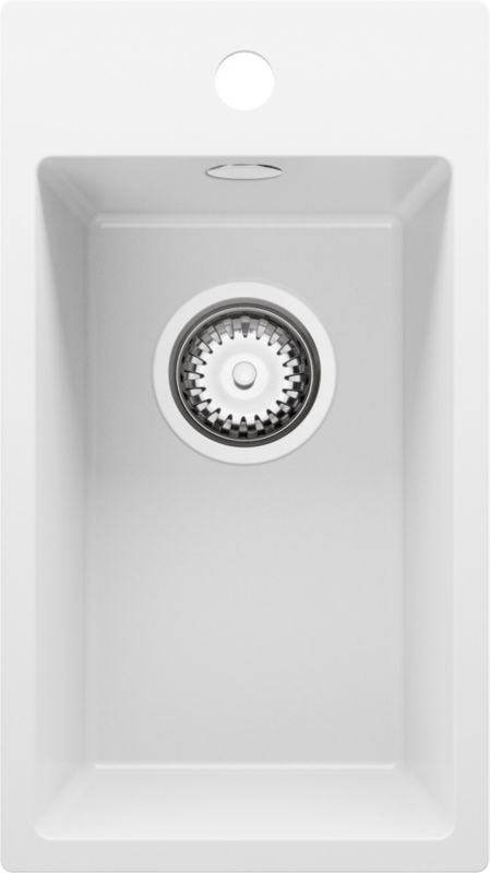 Zlewozmywak Ryga PRIMAGRAN Nablatowy 28x50cm do szafki od 30cm, Biały + Syfon, S002, 1 szt.