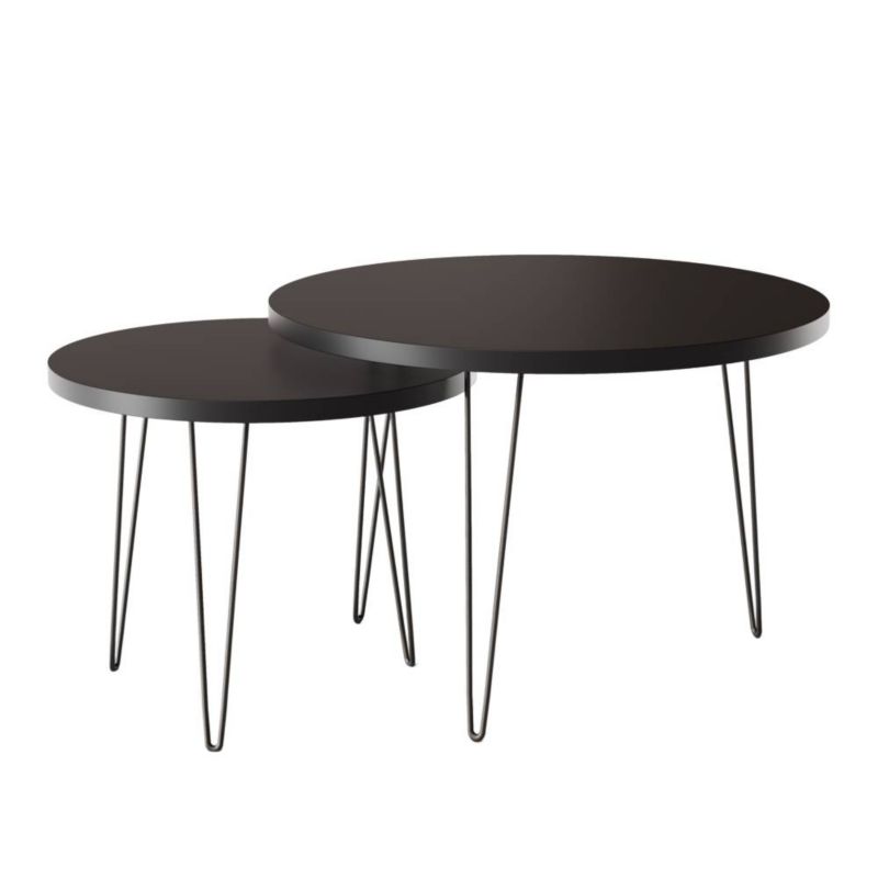 Stolik kawowy KOLM okrągły fi 68 cm i fi 50 cm LAPP Czarny 1szt.