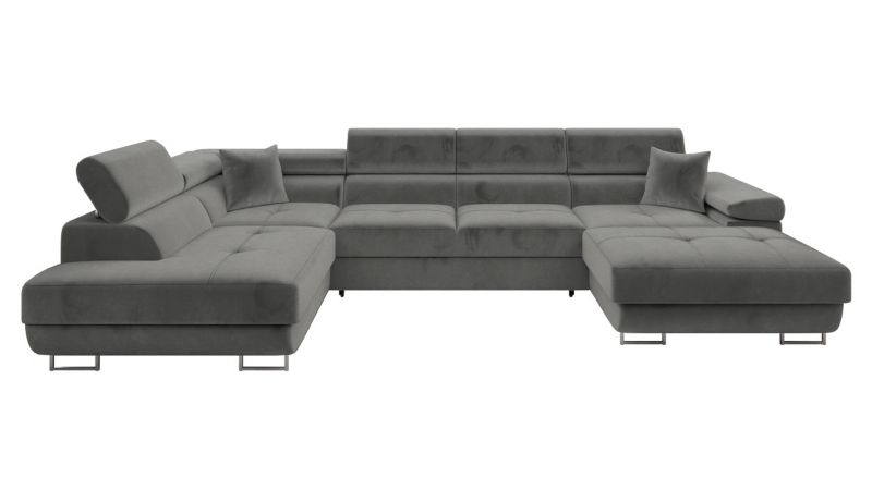 Narożnik z funkcją spania MIRJAN 24 Torezio Bis lewy plusz stalowy szary 1 szt.