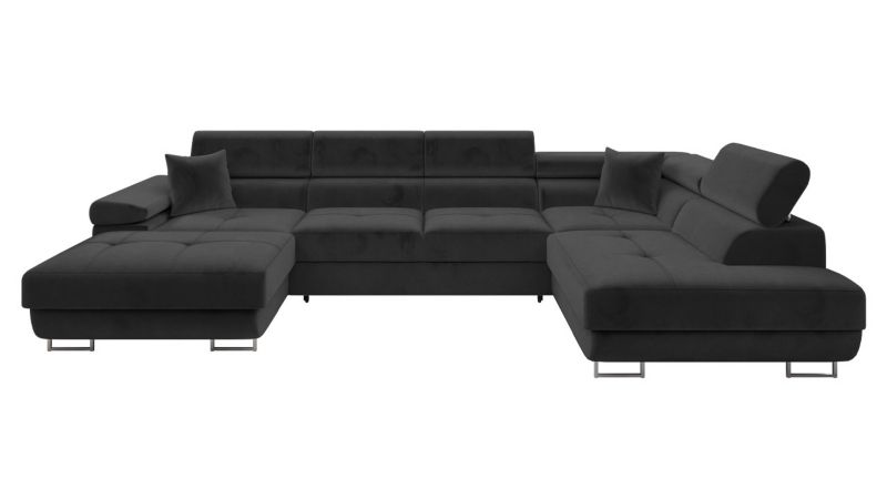 Narożnik z funkcją spania MIRJAN 24 Torezio Bis prawy czarny plusz 1 szt.