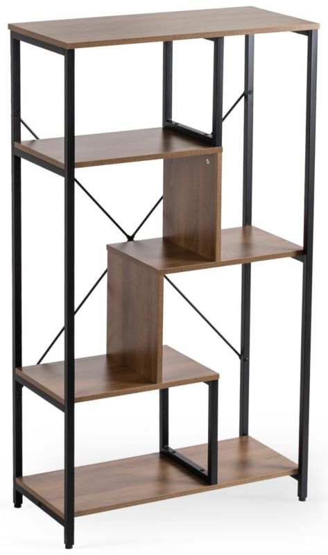 Regał Otwarty Tim Mebel Elite Wysoki Asymetryczny Orzech/Czarny 1 szt