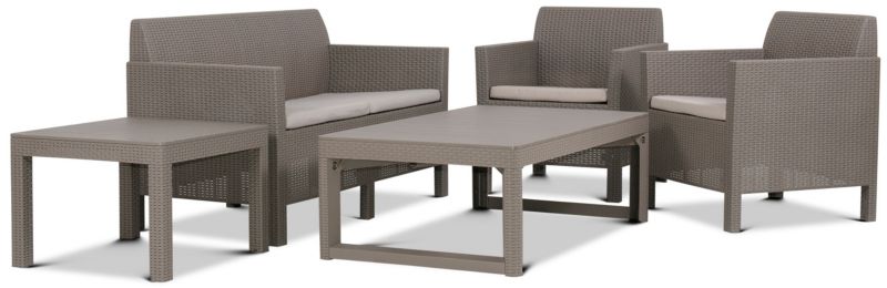 Komplet Mebli Ogrodowych Keter Orlando Set 4-osobowy z Ławostołem Lyon Cappuccino 1 kpl.