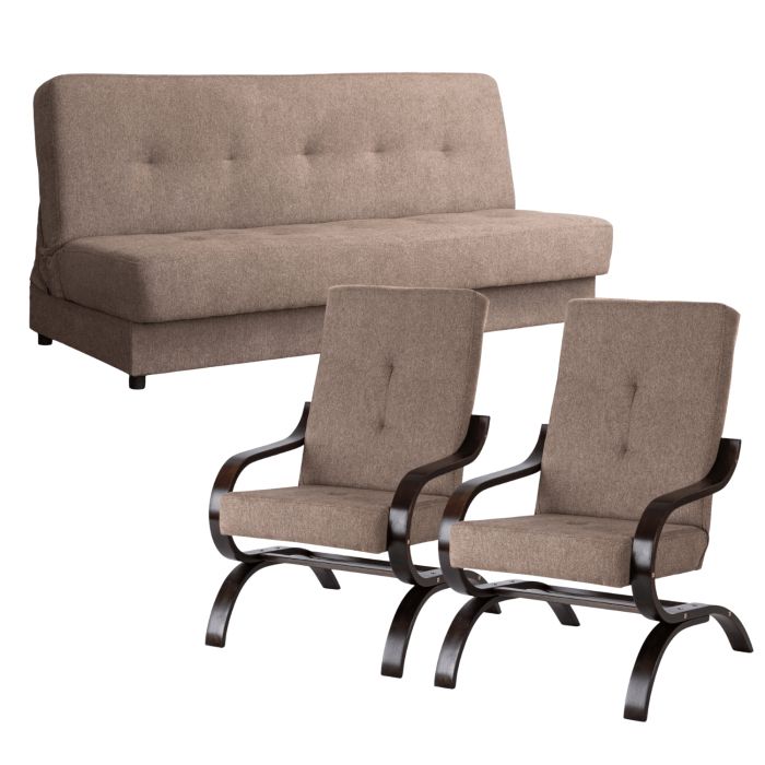 Zestaw Wypoczynkowy Aruba Mebel Elite Sofa i 2 Fotele Brązowy 1 kpl