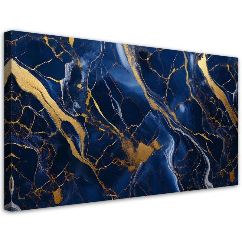 Obraz na płótnie Feeby Niebieski Marmur ze Złotem Lofty 80x40cm 1szt
