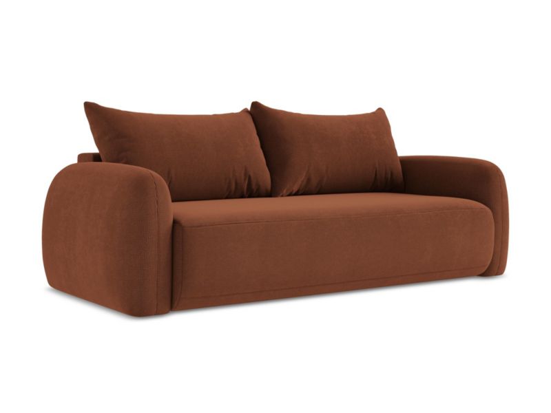 Kanapa 3-osobowa z funkcją spania LaMiaSofa Amalfi z tkaniny strukturalnej 250x112 cm terakota 1 szt.