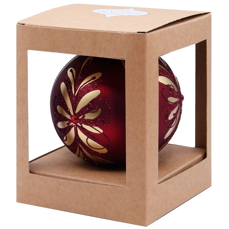 Bombka szklana 12 cm dekorowana bordowa 1 szt.