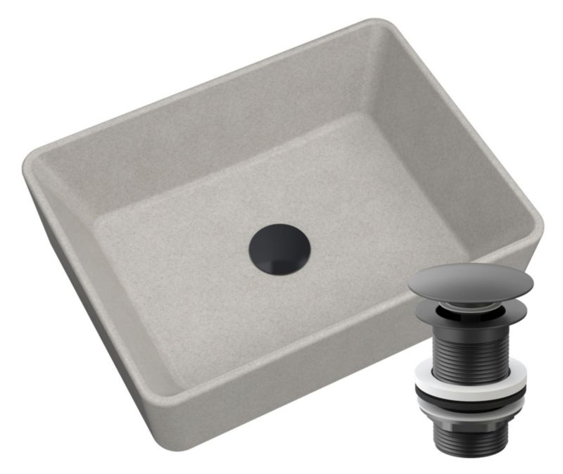 Umywalka Granitowa Nablatowa Granitan Merano Beżowa, Czarny Klik Klak 1szt.