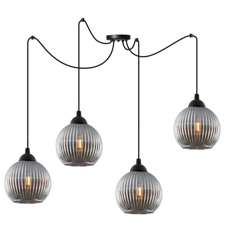 Lampa sufitowa wisząca Light Home LH Riffle Pająk Kula 4x E27 60W szary 1szt.