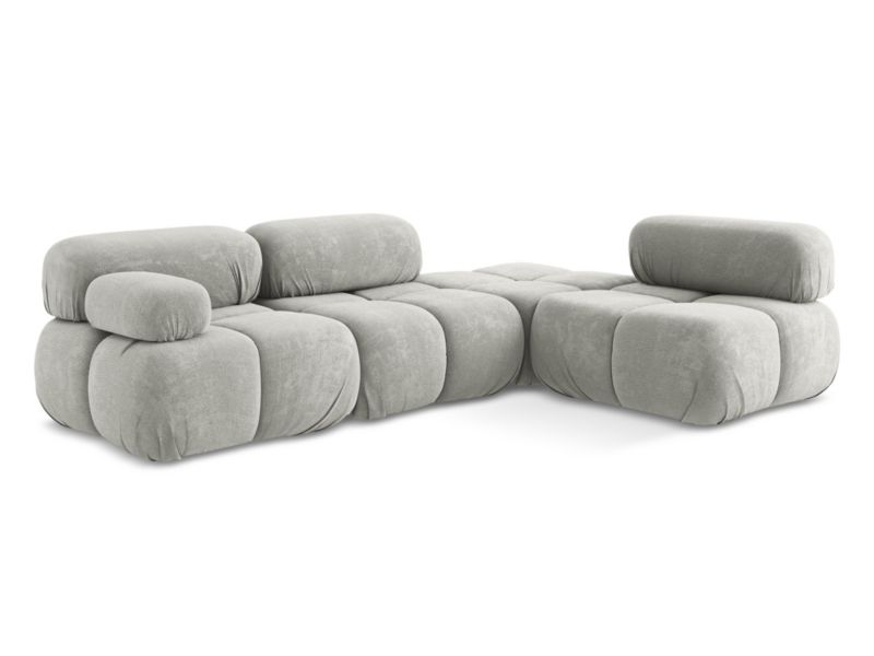 Narożnik prawostronny LaMiaSofa SANREMO z tkaniny szenilowej 285x190 cm jasny szary 1 szt.