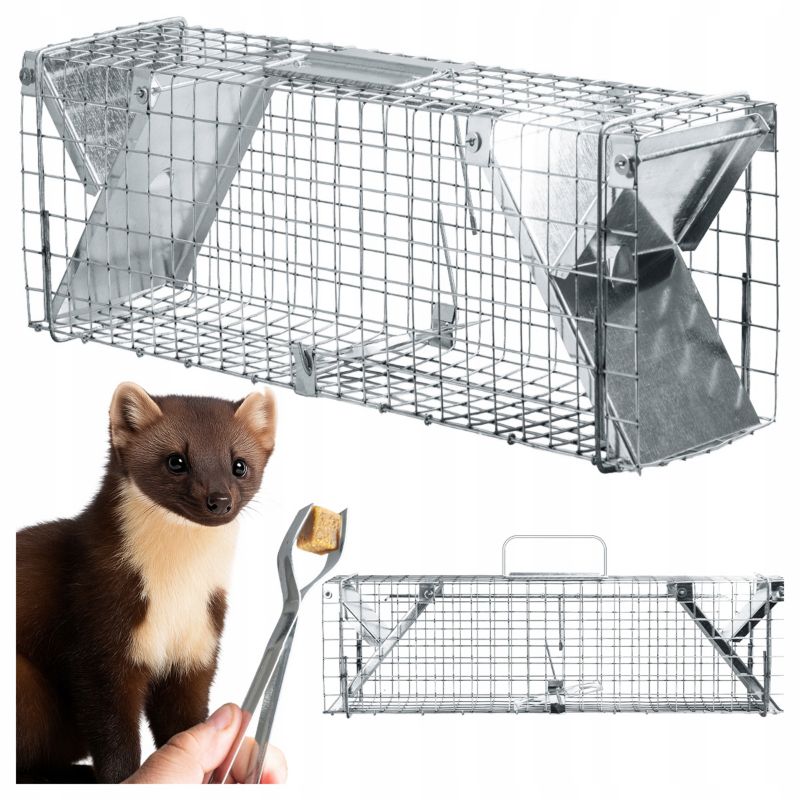 Pułapka na kuny Zielona Łapka żywołapka na szczury łasice 82 x 17 x 20cm 1 szt.