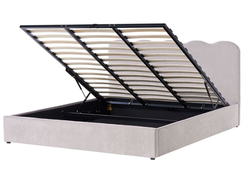 Łóżko z pojemnikiem Nanterre 180 x 200 cm Beżowoszary 1 szt.
