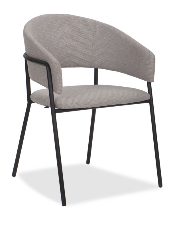 Krzesło tapicerowane New Home OVO jasnoszare szenilowe z podłokietnikami 1 szt.