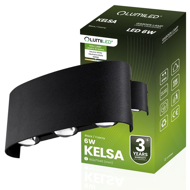 Lampa Ogrodowa Lumiled Zewnętrzna Kinkiet Elewacyjny 6W LED IP54 1 szt.