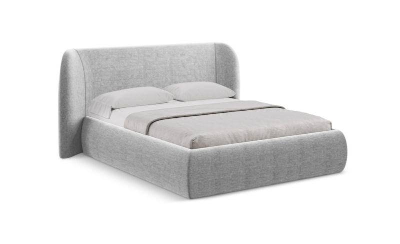 Łóżko LaMiaSofa Hauke z tkaniny szenilowej 140x200 jasny szary 1 szt.