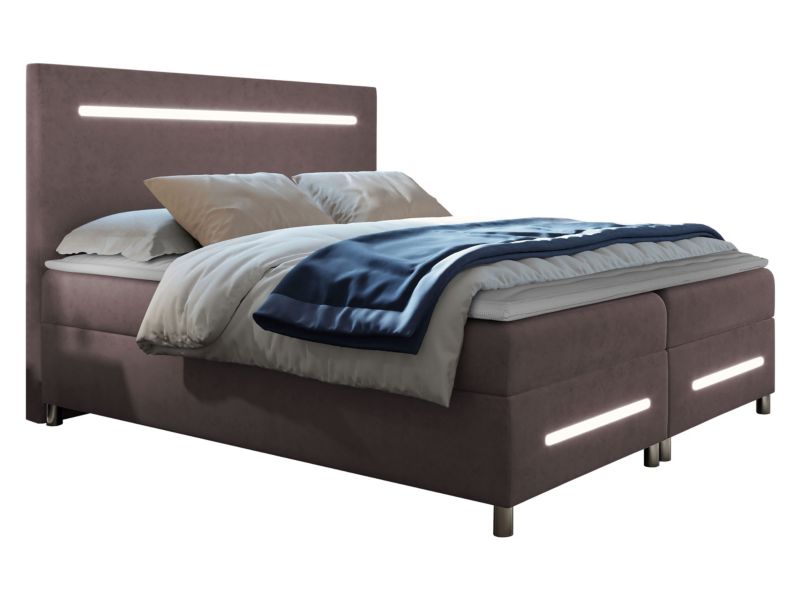 Łóżko kontynentalne MIRJAN 24 Enter LED 140x200 brudny róż 1 szt.