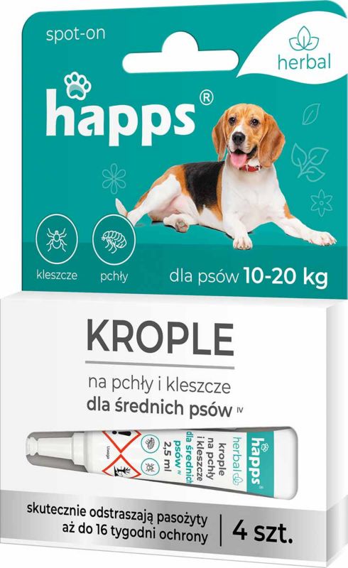 Krople na pchły i kleszcze Happs dla średnich psów