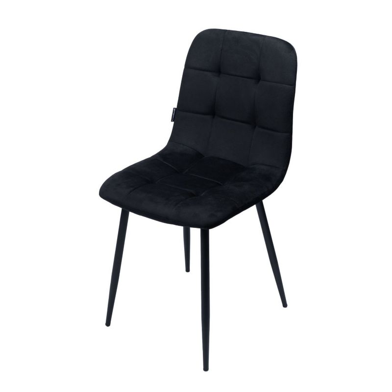 Krzesło tapicerowane Bauerkraft welurowe do salonu jadalni velvet loft czarny 1szt