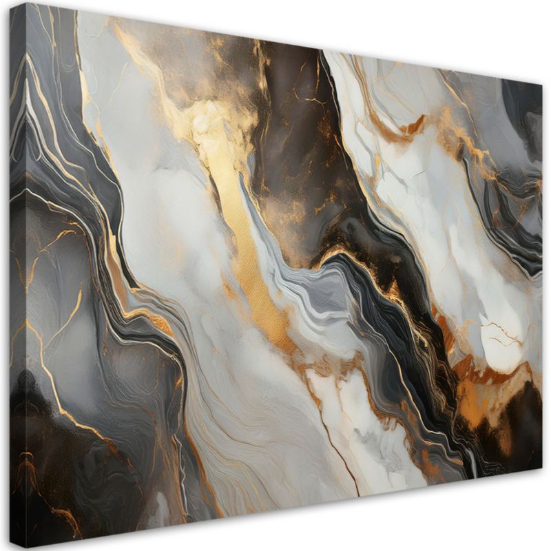 Obraz na płótnie Feeby Czarno Szary Marmur Industrialna Abstrakcja 90x60cm 1szt