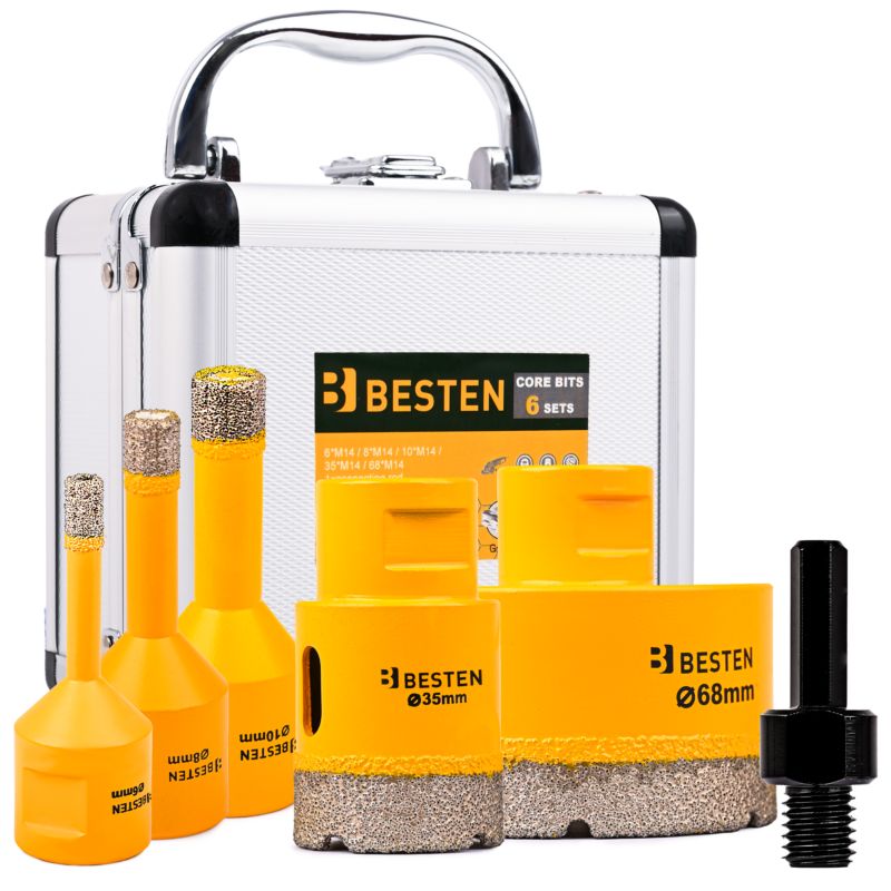 Zestaw otwornic diamentowych BESTEN BE-2821 M14 6-68 mm z adapterem i walizką 1 kpl