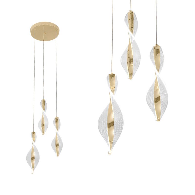 Lampa Sufitowa Wisząca Toolight Led G028-3Cpr Złoty 1 Szt