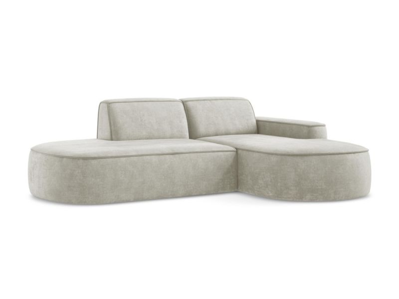 Narożnik prawostronny LaMiaSofa MELISSA z tkaniny szenilowej 284x166 cm perłowy 1 szt.