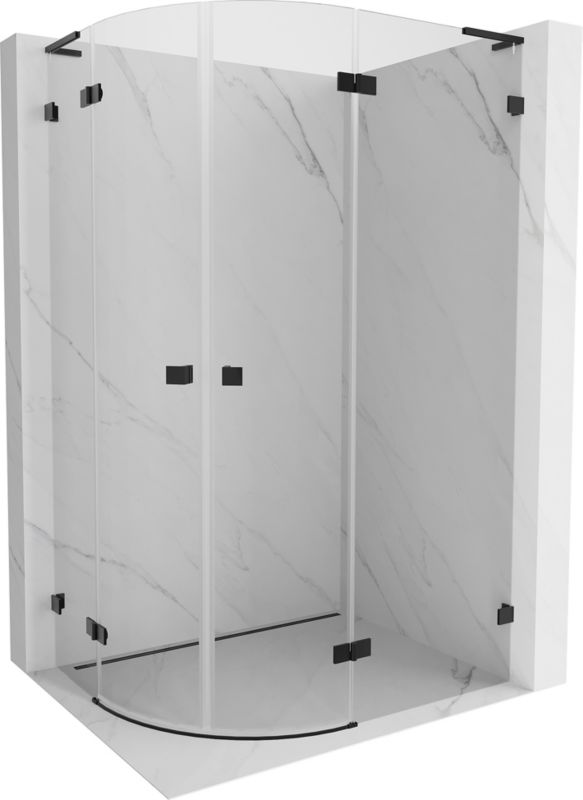 Kabina prysznicowa Mexen Lunar L półokrągła uchylna prawa 100 x 90 cm transparent czarna 1 szt.