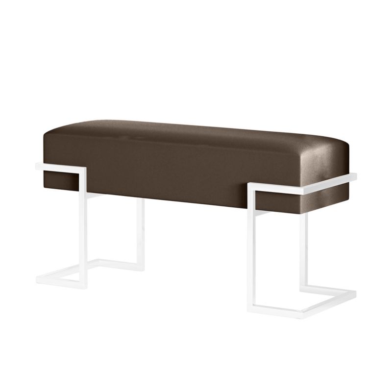 Ławka tapicerowana Bettso Cely 80 cm do przedpokoju na białym stelażu szarobrązowy 1szt.