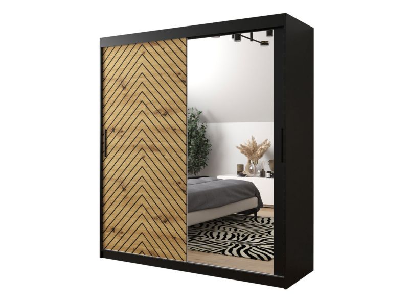 Szafa MIRJAN 24 Jodełka 2 180 czarny / dąb artisan + czarny 1 szt.