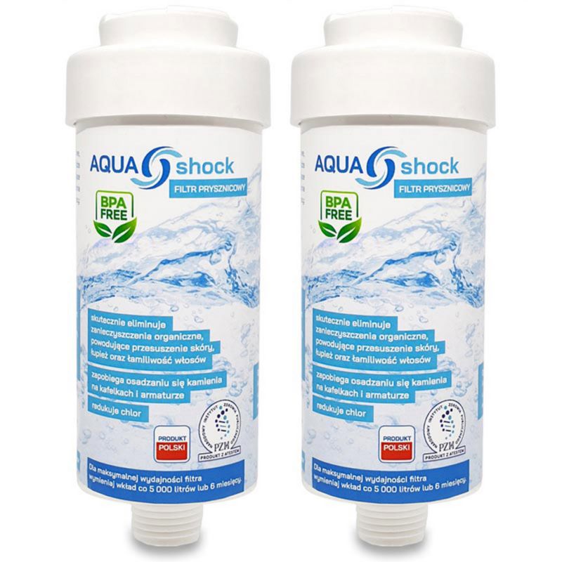 Filtr prysznicowy AQUA shock do wody biały 2 szt.