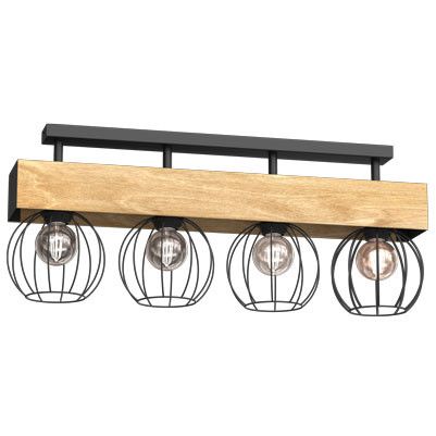 Lampa sufitowa wisząca Luminex Menton jasne drewno-czarny mat wym: 30 x 76 x 16 cm 4xE27 x 15W 1 szt.