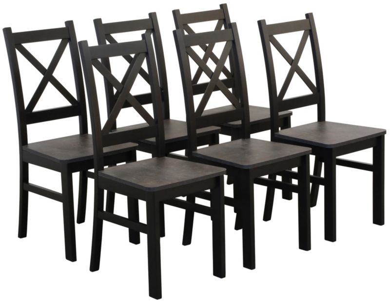 Zestaw Bonni 6x Krzesło drewniane do jadalni salonu Czarny/Beton 1 kpl.