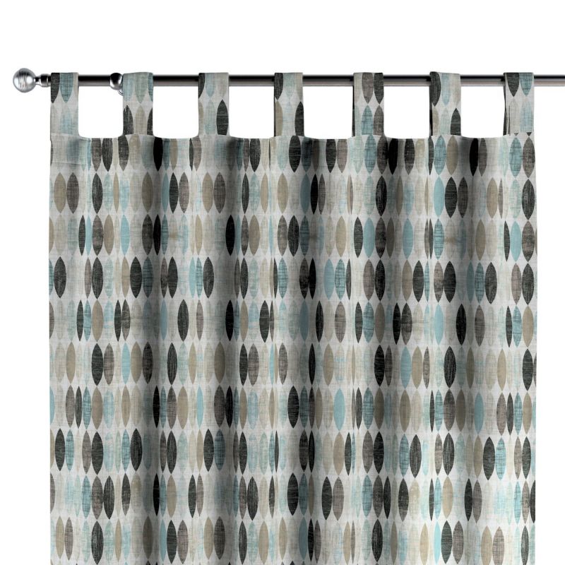 Zasłona na szelkach 1 szt. 130 x 245 cm Dekoria wzory w odcieniach błękitu, beżu i czarnego na jasnym tle 1 szt.