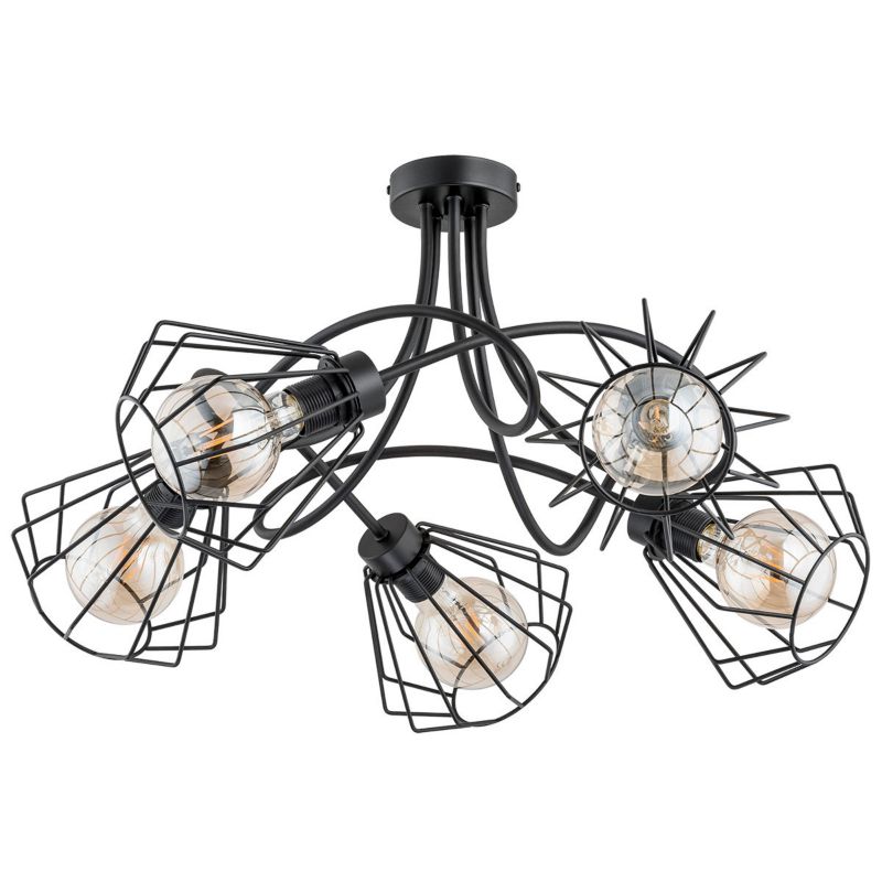 Lampa sufitowa Alfa Praxide czarna wym: 43 x 65 x 65 cm 5xE27 x 15W 1 szt.